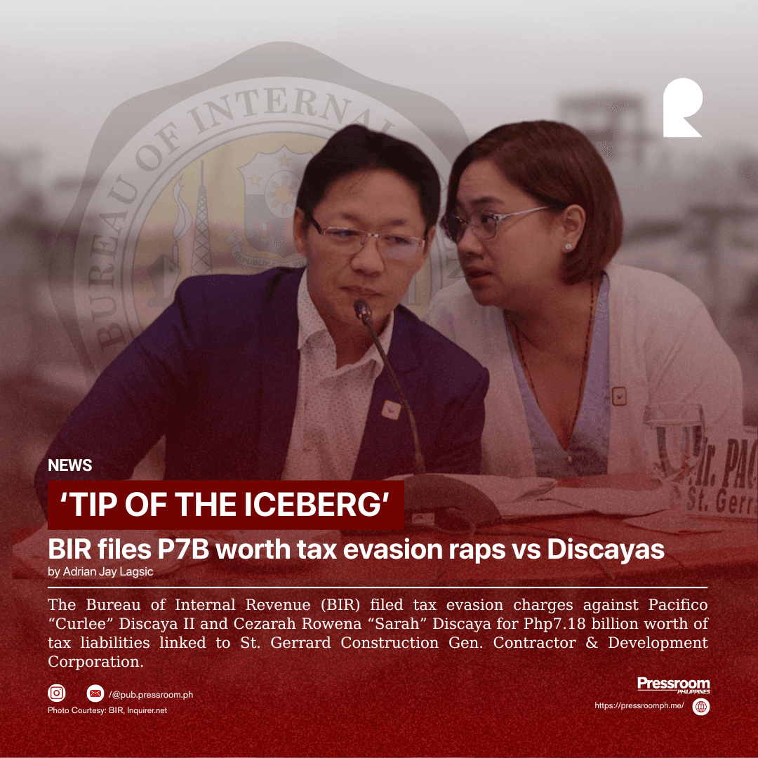 BIR files P7B worth tax evasion raps vs Discayas