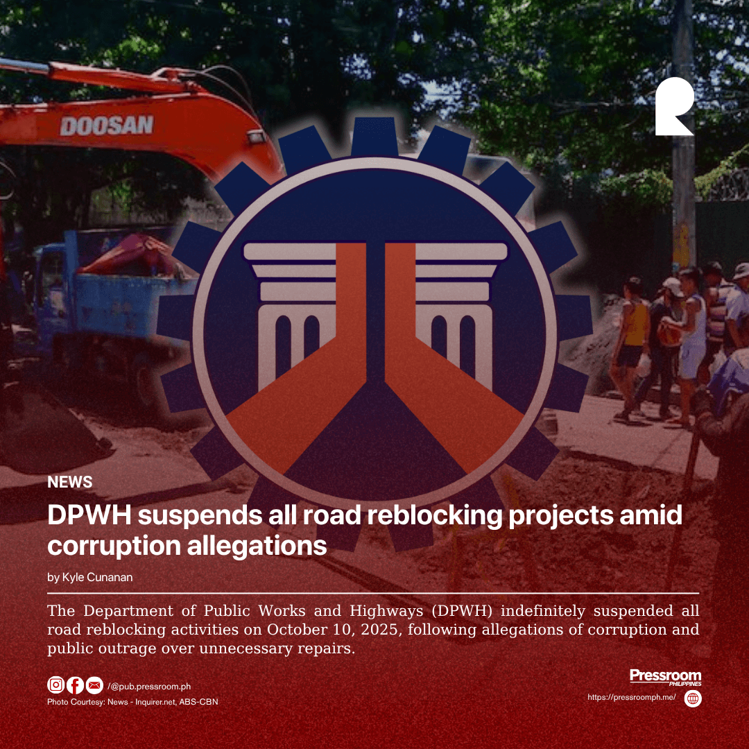 DPWH suspends all road reblocking projects amid corruption allegations