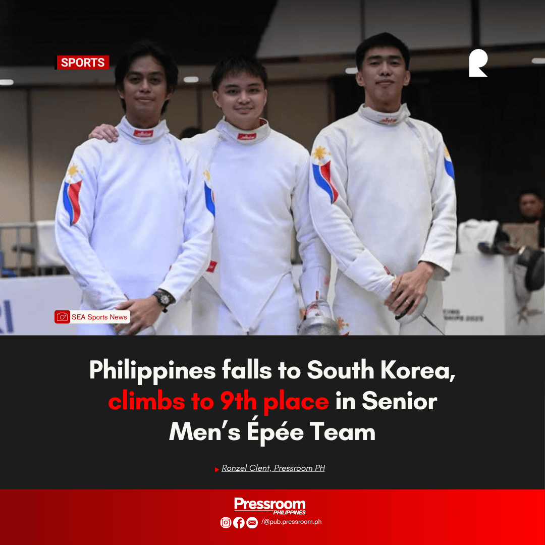 Philippines falls to South Korea, climbs to 9th place in Senior Men’s Épée Team