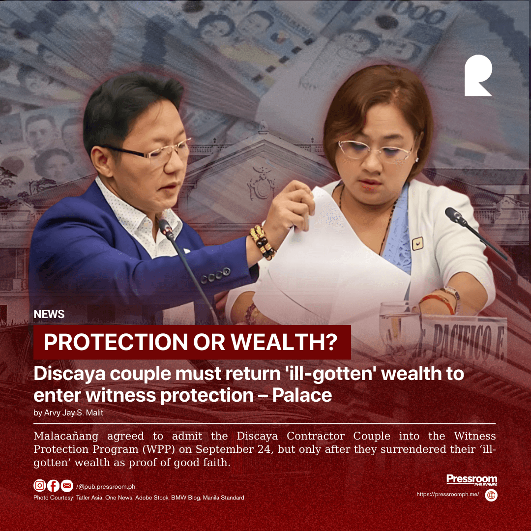Discaya couple must return 'ill-gotten' wealth to enter witness protection – Palace