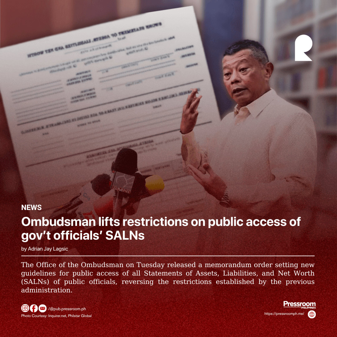 Ombudsman lifts restrictions on public access of gov’t officials’ SALNs