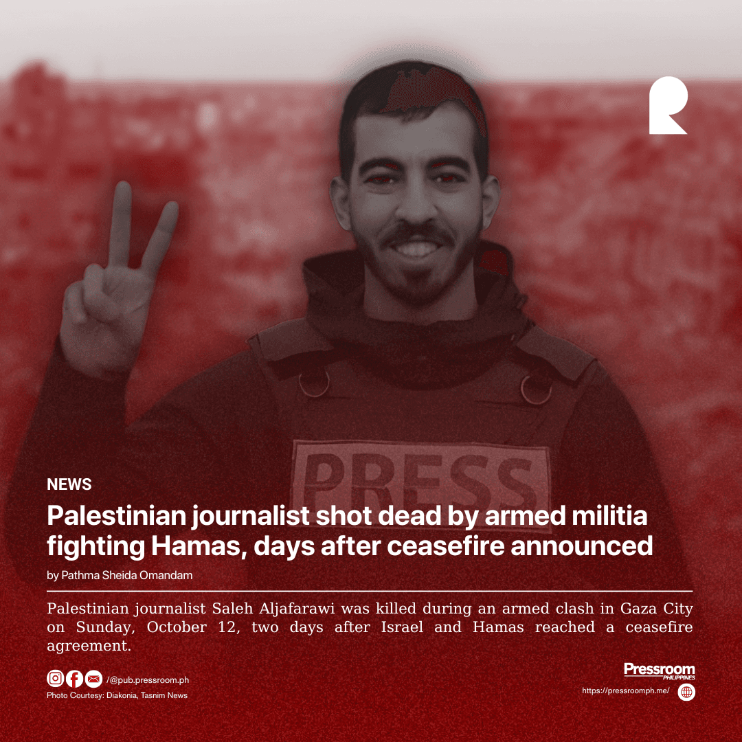Palestinian journalist shot dead by armed militia fighting Hamas, days after ceasefire announced