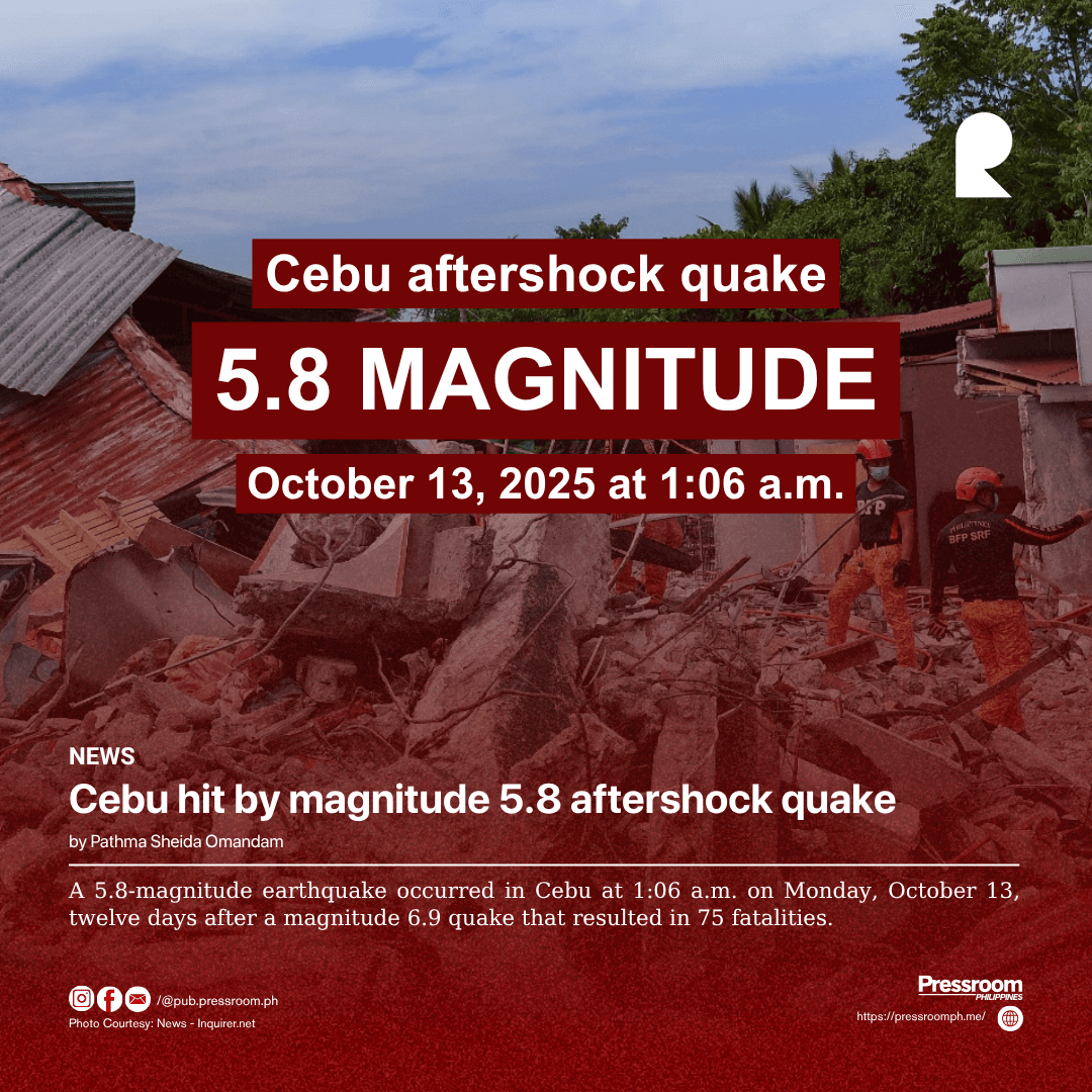 Cebu hit by magnitude 5.8 aftershock quake