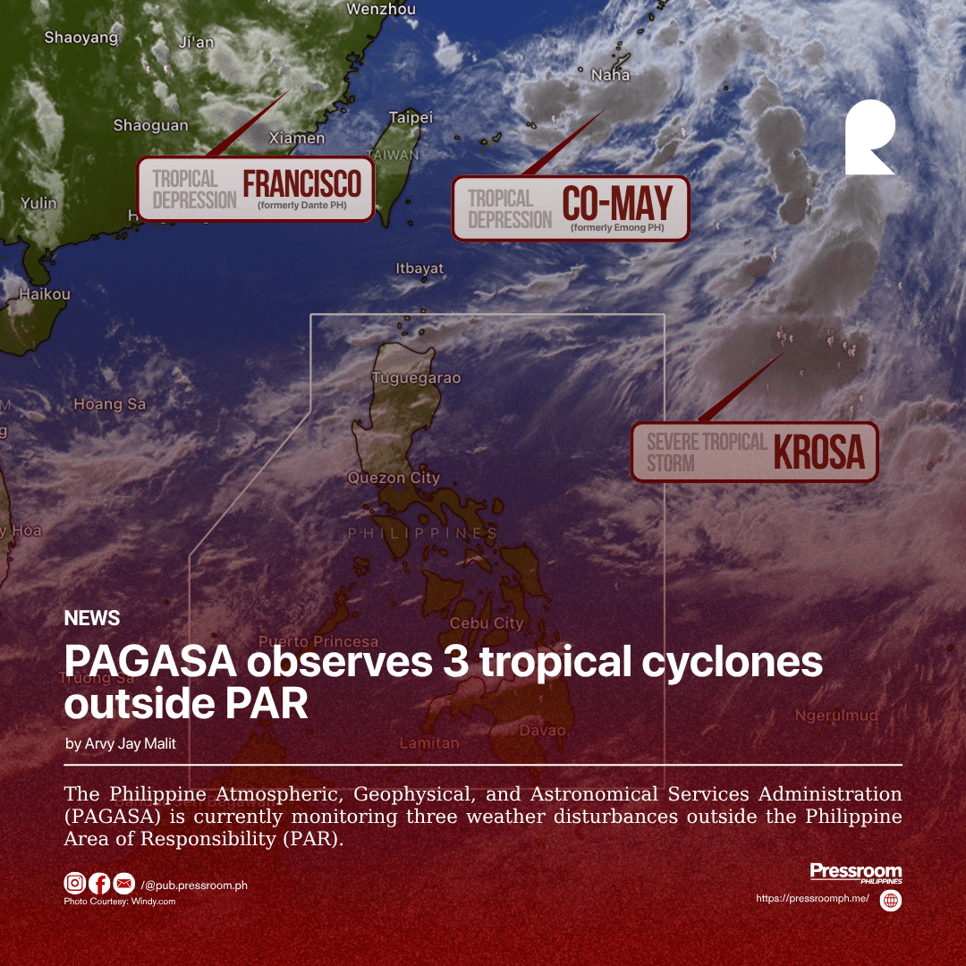PAGASA observes 3 tropical cyclones outside PAR