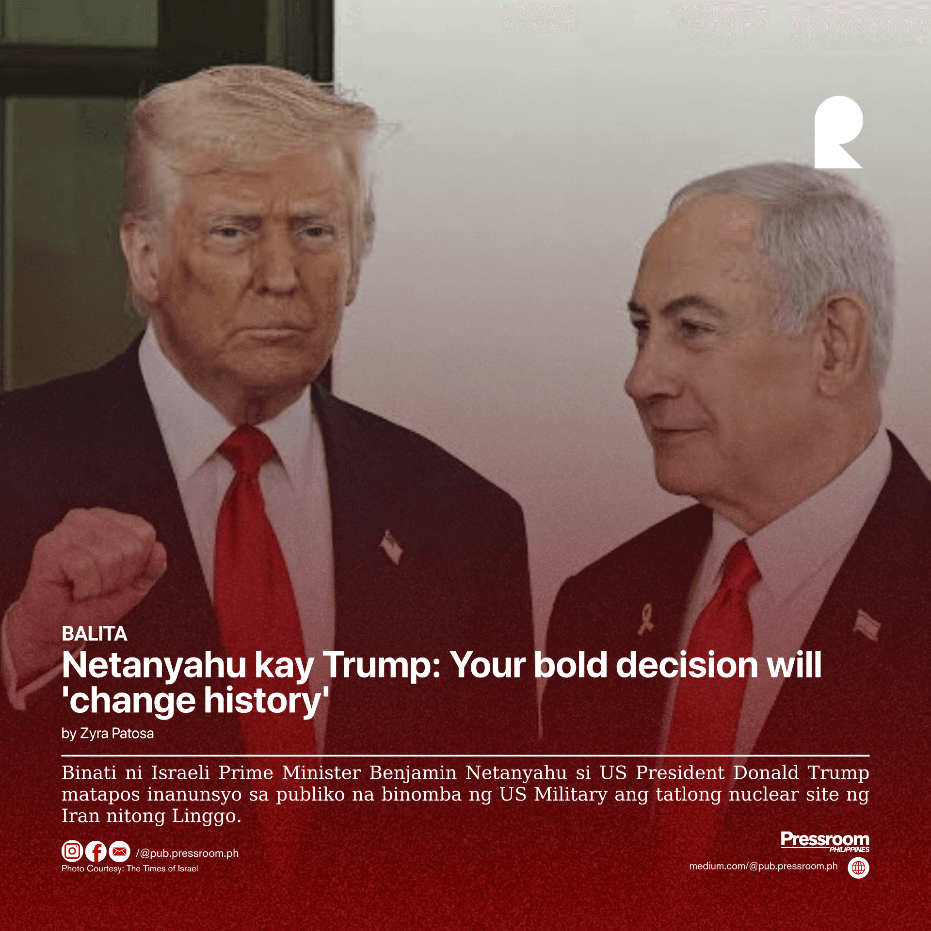 Netanyahu kay Trump: Your bold decision will 'change history'