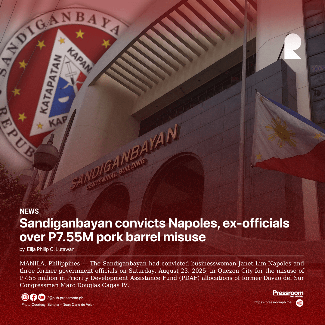 Sandiganbayan convicts Napoles, ex-officials over P7.55M pork barrel misuse
