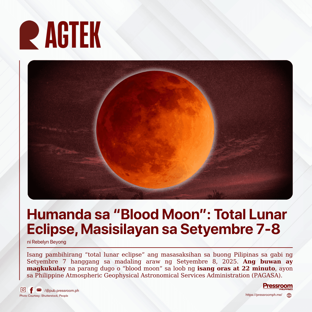 Humanda sa “Blood Moon”: Total Lunar Eclipse, Masisilayan sa Setyembre 7-8
