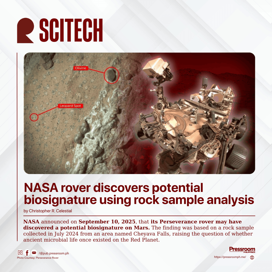 NASA rover discovers potential biosignature using rock sample analysis