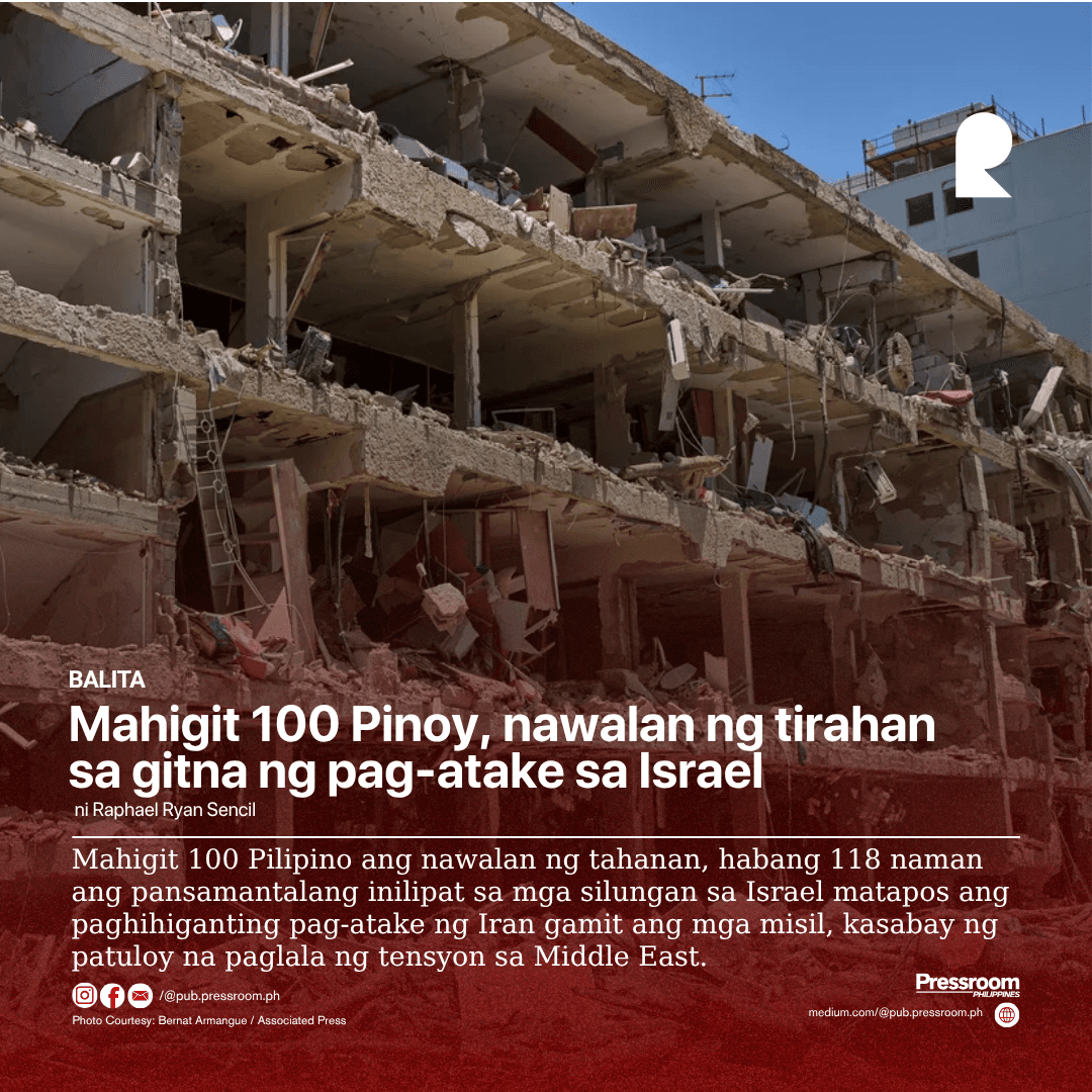 Mahigit 100 Pinoy, nawalan ng tirahan sa gitna ng pag-atake sa Israel