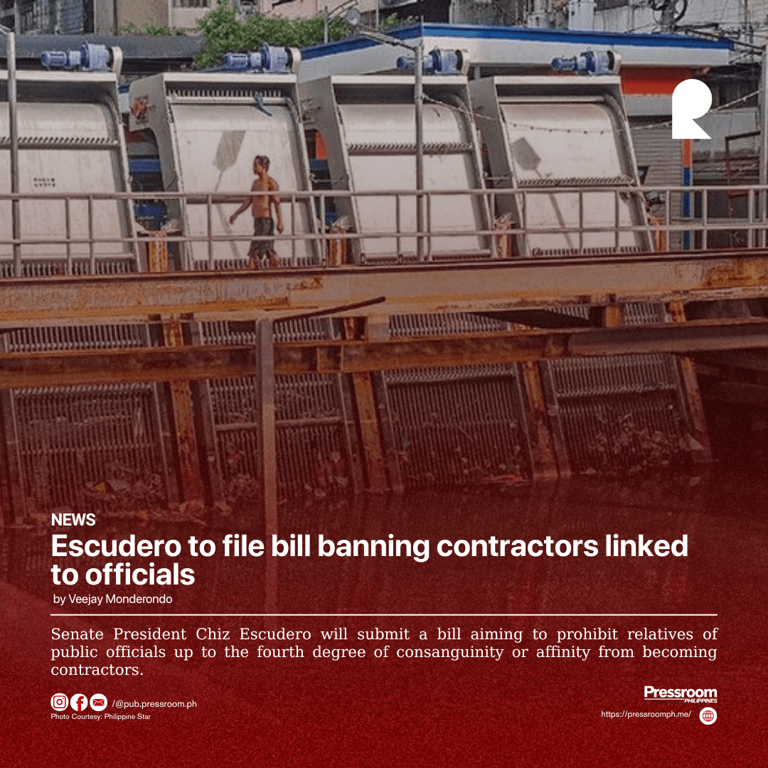 Escudero to file bill banning contractors linked to officials 