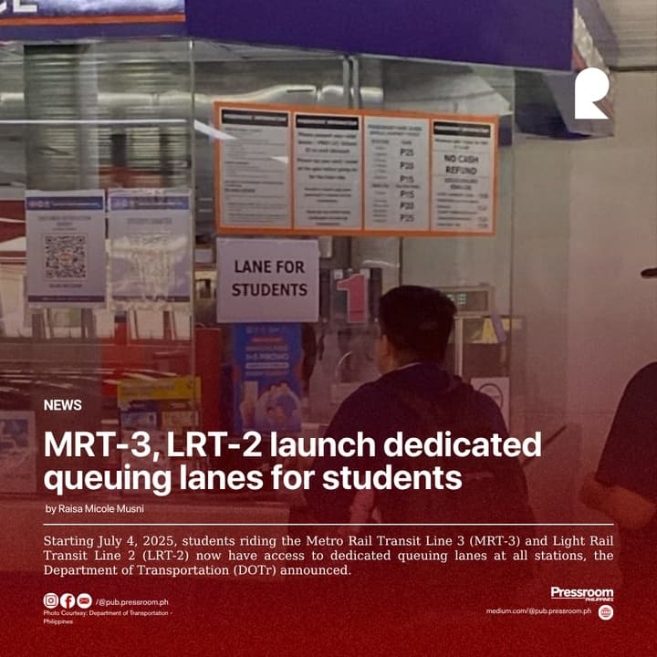 MRT-3, LRT-2 launch dedicated queuing lanes for students