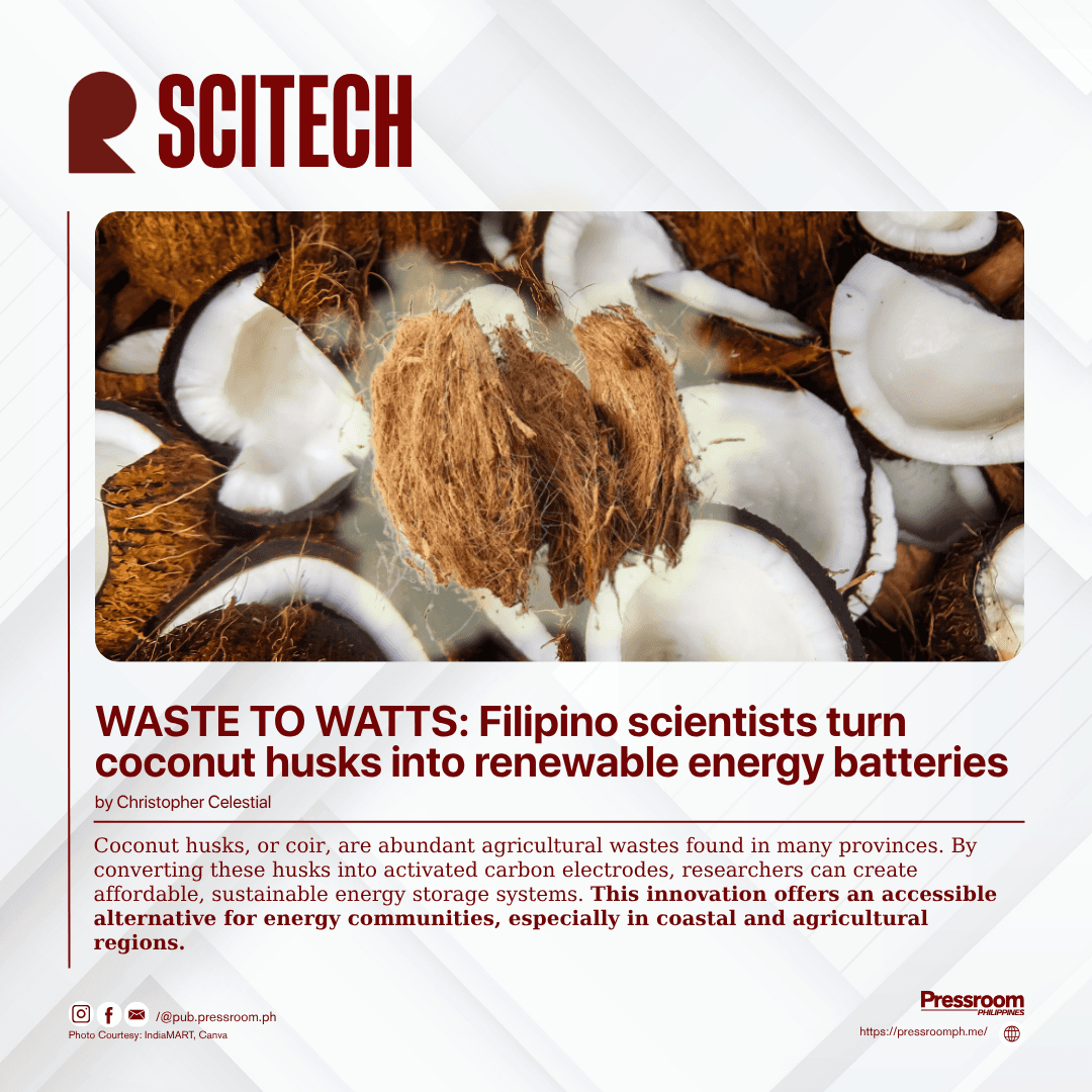 Filipino scientists turn coconut husks into renewable energy batteries