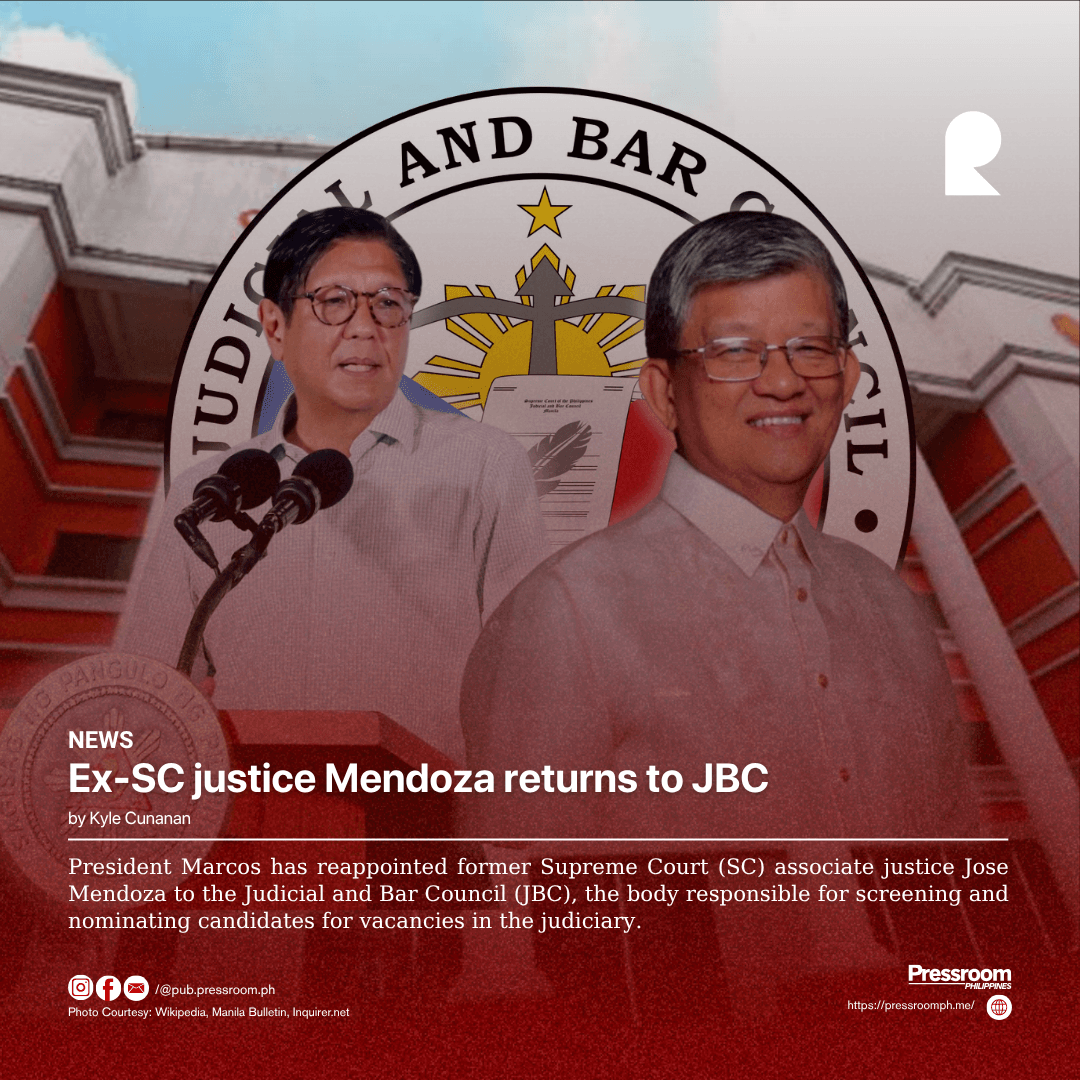 Ex-SC justice Mendoza returns to JBC