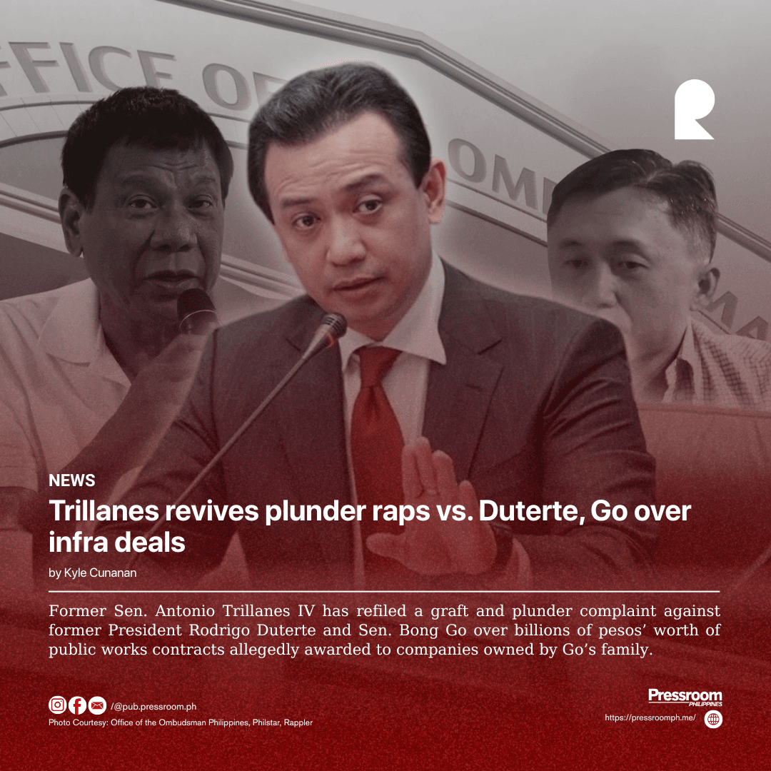 Trillanes revives plunder raps vs. Duterte, Go over infra deals