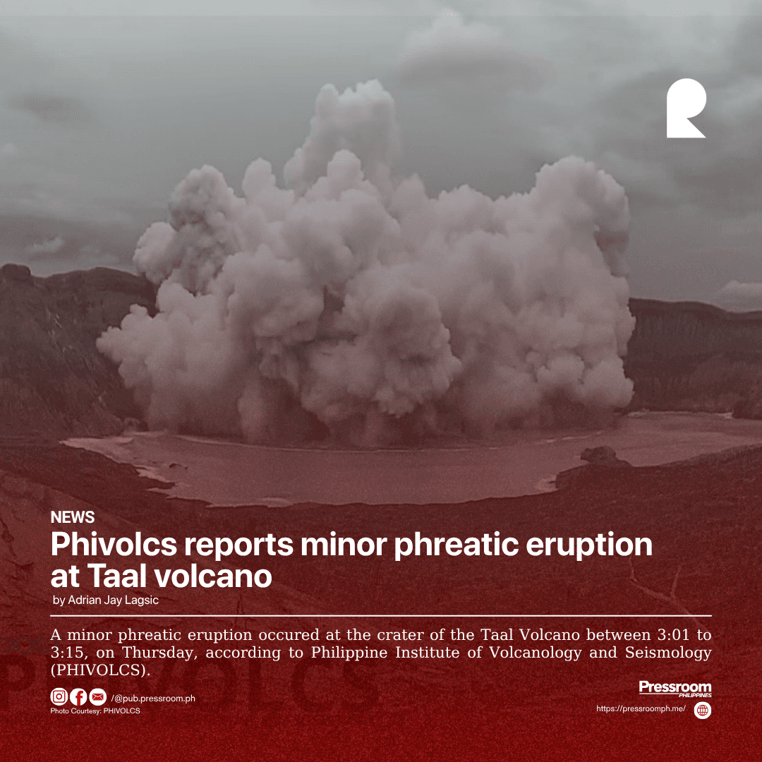 Phivolcs reports minor phreatic eruption at Taal volcano